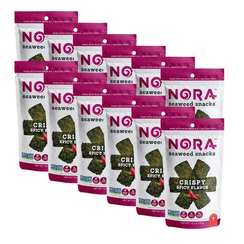 Vista 8 de Nora Bocadillos originales de algas marinas, tiras gruesas de Nori, veganos