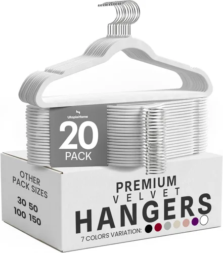 Vista 34 de Utopia Home - Perchas de terciopelo, color negro, paquete de 20 Luxury Non-Slip Slim Pant & Coat Hangers Strong Space-Saving Clothes Hangers