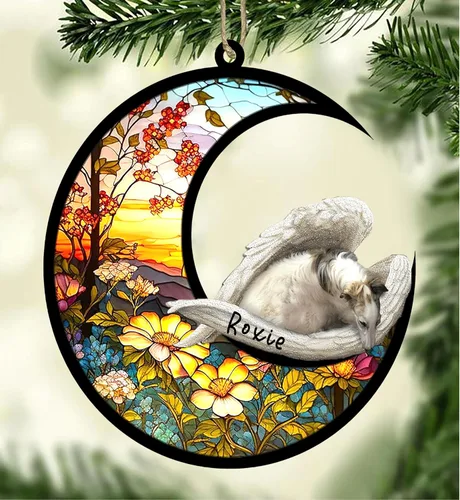 Vista 150 de Atrapasoles conmemorativo personalizado para perros, adorno navideño de Airedale Terrier, recuerdo por pérdida de mascota, regalos conmemorativos