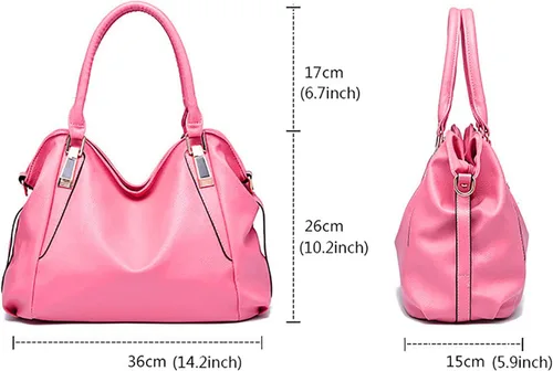 Vista 3 de Bolsas de cuero para mujer bolsas de viaje con cremallera bolsas de hombro de cuero sintético suave de gran capacidad bolsas de hombro estilo hobo