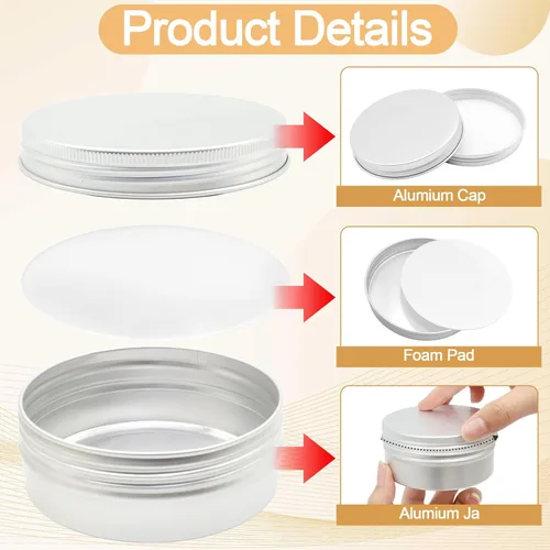 Vista 3 de 50Pcs Small Tins with Lids, 5 Sizes 0.5/1/2/4/6oz Salve Tins with Lids