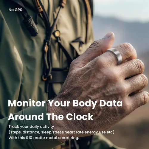 Vista 5 de Smart Health Ring - Rastreador de salud del sueño para mujeres y hombres con frecuencia cardíaca, oxígeno en sangre, monitor de sueño, pasos