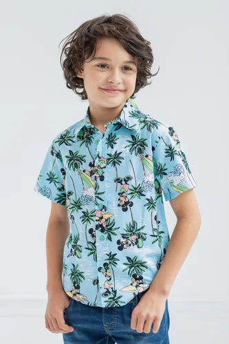 Vista 2 de Disney Lilo & Stitch - Camisa hawaiana con botones de Mickey Mouse King Simba, para niños pequeños y grandes
