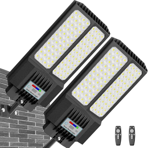 Vista 17 de Luz solar de calle de 7000 W, luces solares comerciales impermeables al aire libre, 200 luces LED de alto brillo, luces solares de estacionamiento