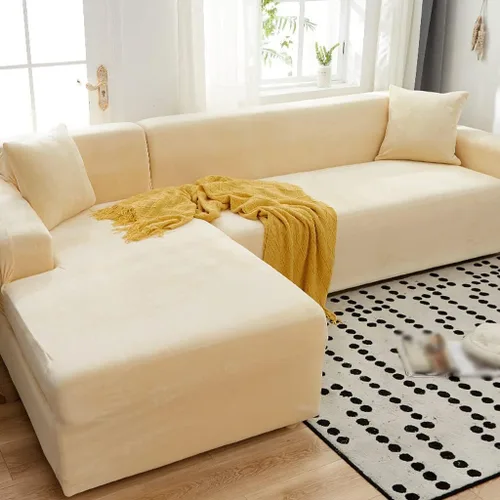 Vista 9 de Funda de terciopelo para sofá en forma de L, 1, 2, 3, 4 plazas, funda elástica para sofá seccional, protector de muebles antideslizante para niños