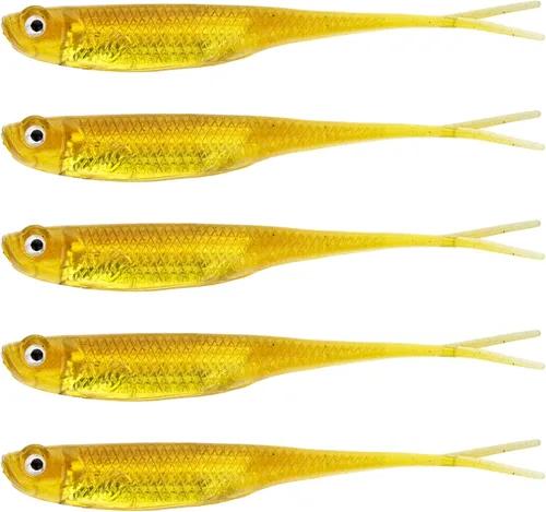 Vista 10 de QualyQualy 5 señuelos de pesca suaves de Swimbait, 6 unidades Jerk Shad Minnow Drop Shot Señuelo para Bass Bait Shad Señuelo suave Jerkbait