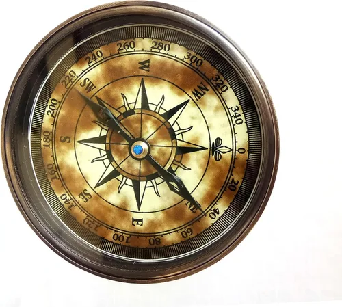Vista 3 de Temporizador náutico de reloj de arena de 5 minutos, temporizador de arena de latón macizo con brújula totalmente funcional en ambos lados
