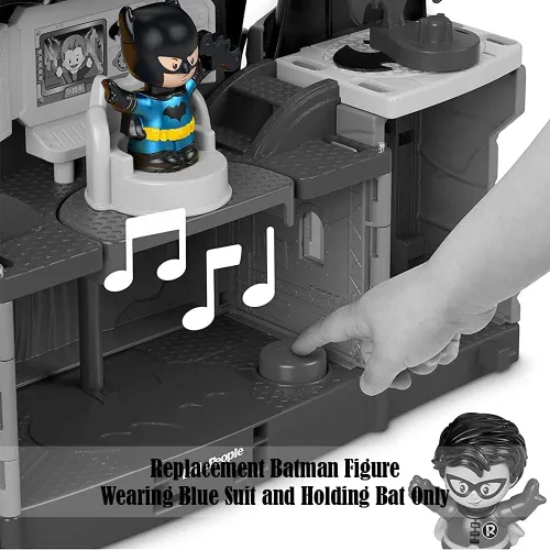Vista 5 de Piezas de repuesto para Fisher-Price Little People Batcave - GMJ16 ~ DC Super-Friends Playset ~ Figura de Batman de repuesto ~ Llevando traje azul