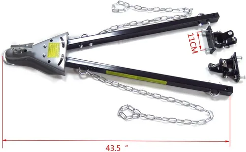 Vista 3 de Barra de remolque ajustable para parachoques de 5000 libras con cadenas, sistema RV para coche, camión, Jeep