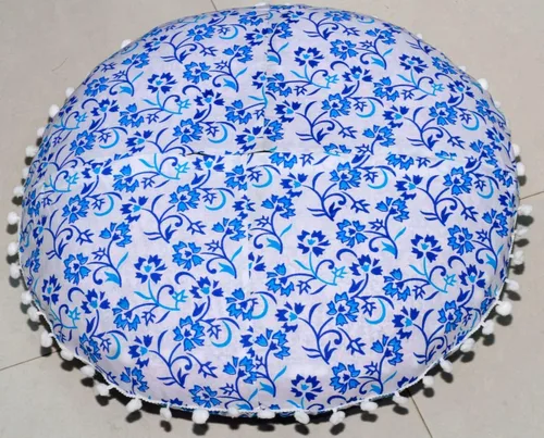 Vista 7 de CRAFT KALA Funda de cojín de 22 pulgadas para meditación, diseño de mandala, funda para puf, asiento redondo, mandala bohemio, de algodón