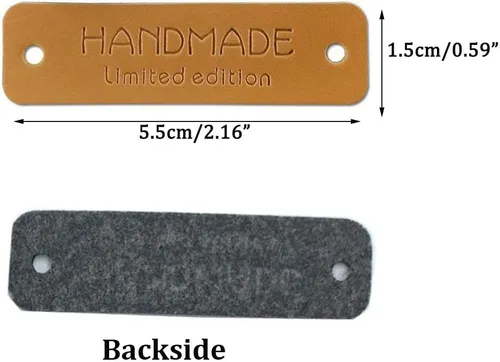 Vista 2 de 40 piezas de etiqueta de piel sintética hecha a mano en relieve etiqueta adorno de punto DIY accesorios de ropa para jeans, bolsos, zapatos