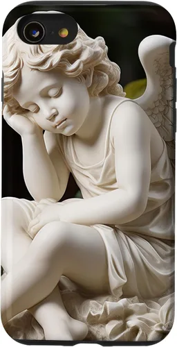 Vista 18 de Funda para iPhone 12 Pro Max con diseño de ángel durmiente para jardín, estatua de querubín