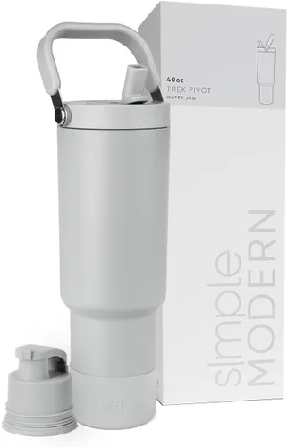 Vista 64 de Simple Modern Trek Pivot Vaso con pajita abatible de 30 oz con asa Botella de agua y protector Tapas intercambiables de pajita y para beber