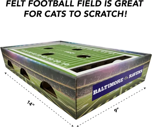 Vista 3 de NFL Ravens - Rascador de fieltro para gatos, juguete para gatos con bolas de cascabel Baltimore Ravens