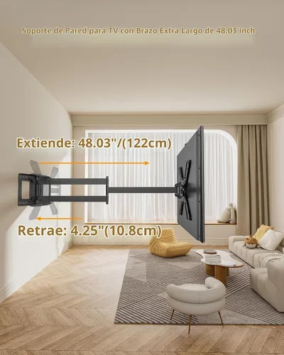 Vista 5 de FORGING MOUNT Soporte de pared para TV de brazo largo con extensión de 48.03 pulgadas para televisores y monitores de 26 a 75 pulgadas, soporte