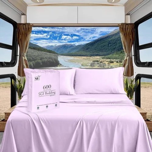 Vista 20 de SGI Bedding - Juego de sábanas de 600 hilos, 4 piezas, 100% de algodón egipcio, tamaño completo, juego de sábanas con bolsillo profundo de 38 cm