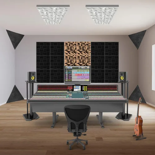 Vista 5 de Foroomaco Triangular Pyramid Bass Traps for Ceiling Corners, 4 Pack, Black Trampas triangulares para graves piramidales