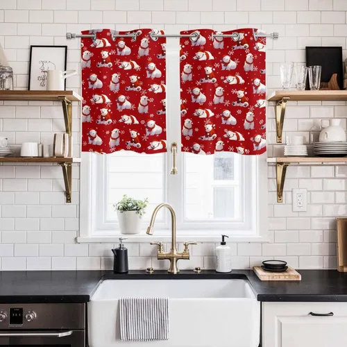 Vista 55 de Libaoge Cortinas de Navidad para cocina, dormitorio, juego de 2 paneles, diseño de muñeco de nieve de Navidad, cortinas de invierno con copos