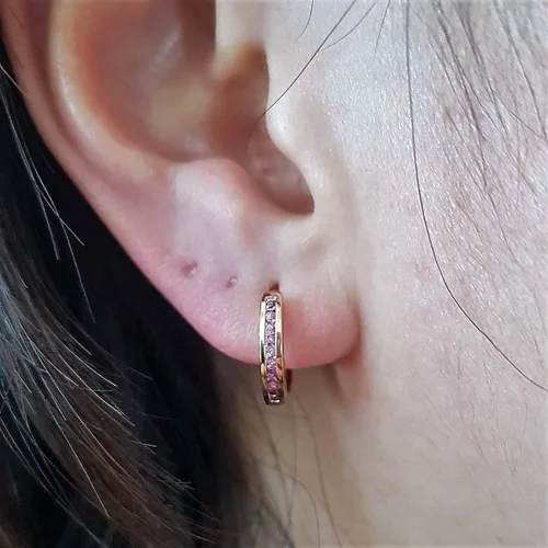 Vista 8 de Dazzlingrock Collection - Pendientes de aro pequeños de 14 quilates, oro rosa