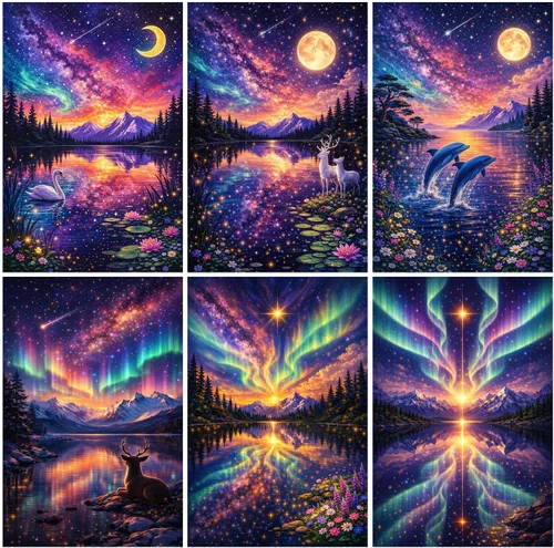 Vista 12 de Kits de pintura de diamantes de animales para adultos, paquete de 4 unidades, lindo tigre, vaca, gato, perro, kit de arte de diamantes, pintura