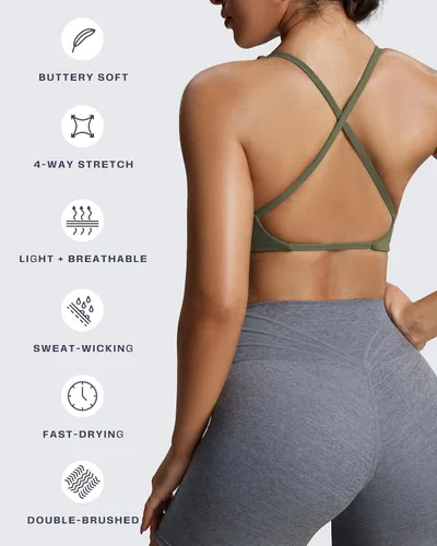 Vista 4 de Aoxjox Sujetadores deportivos para mujer Sienna, brasier de bajo impacto para yoga, camiseta sin mangas de entrenamiento
