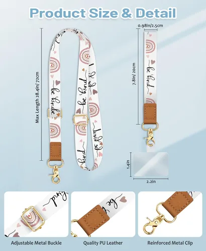 Vista 6 de Yonlevres Cordón para Teléfono con Correa de Muñeca Cruzada, Cordón para Teléfono Celular Be Kind para Alrededor del Cuello, Correa Ajustable