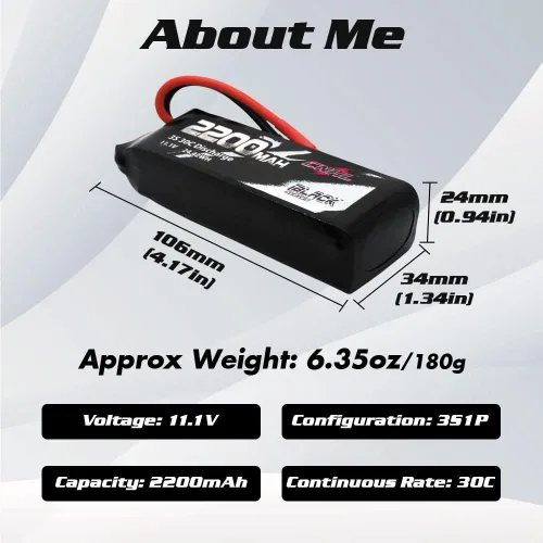 Vista 3 de CNHL 2200mAh 3S Lipo Batería 30C 11.1V con XT60 Plug para RC Avión Quadcopter Evader BX Coche Truggy Truck Barco