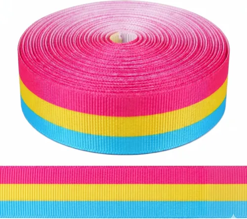 Vista 14 de LGBTQ Rayas LGBTQ Impreso 7/8 Pulgadas Cinta Grosgrain Blanca Gay Pride Cheer 10 Yardas