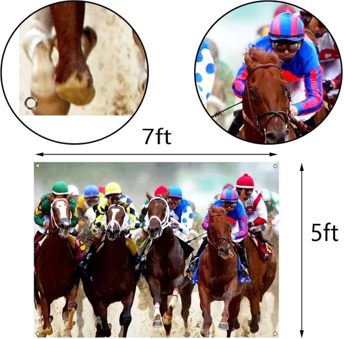 Vista 5 de Nepnuser Telón de fondo para cabina de fotos de Kentucky, 7 x 5 pies, Churchill Downs para carreras de caballos en interiores y exteriores, Derby