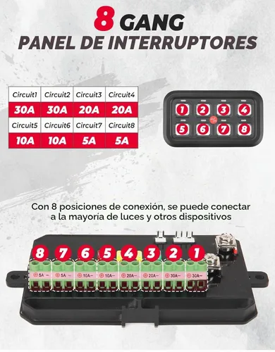 Vista 5 de KEMIMOTO Panel táctil 8Gang, control táctil LED para automóviles, UTV