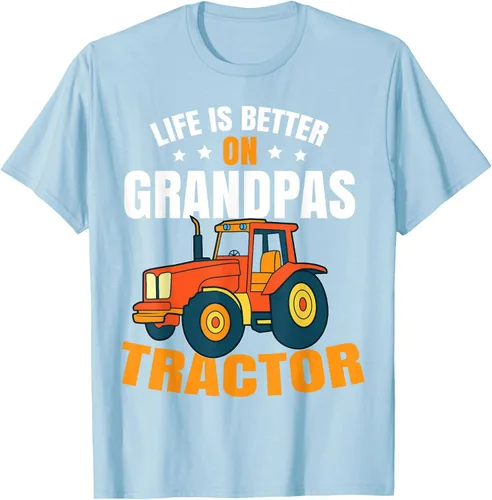 Vista 100 de Life Is Better On Grandpas Tractor Kids Farm Tractor Boy Camiseta, Negro