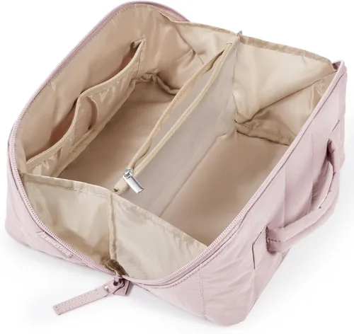 Vista 21 de BAGSMART Bolsa de Maquillaje de Viaje para Mujeres, Estuche Cosmético Portátil Resistente al Agua, Organizador de Maquillaje Acolchado Abultado
