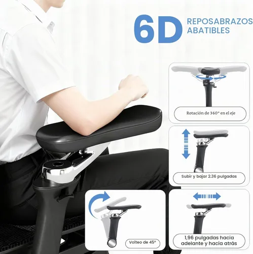 Vista 4 de MOJAY Ergonomic Office Chair with Footrest and Lumbar Support H2-black