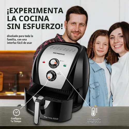 Vista 5 de Freidora de aire Mondial 8 en 1, freidora eléctrica extragrande de 8.6 litros (8.6 cuartos de galón) - 1800 W - Negro