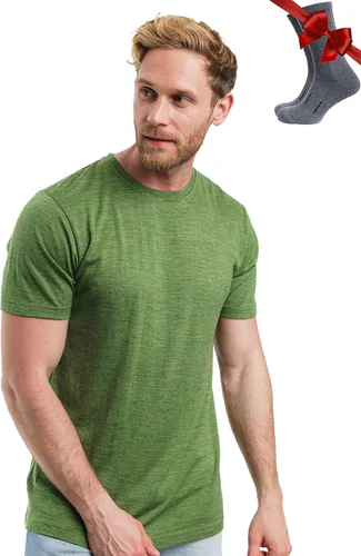 Vista 15 de Camiseta 100% de lana merino para hombre - Camiseta interior de capa base Tinta negra