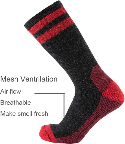 Vista 4 de CEREBRO Calcetines de lana merino para hombre calcetines acolchados a media pantorrilla que absorben la humedad calcetines de senderismo para hombre