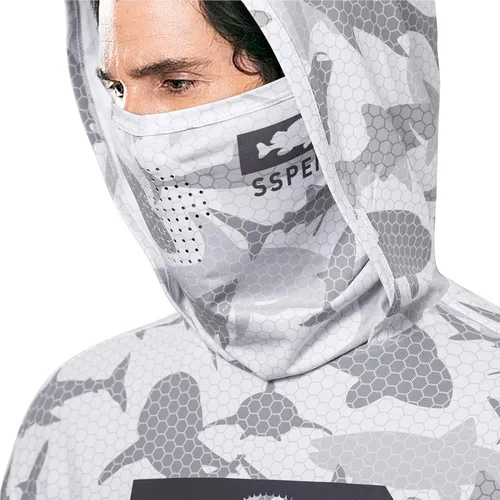 Vista 3 de Sspent UPF50 + Camisa de pesca de manga larga para hombre con máscara UV cuello polaina sudadera con capucha