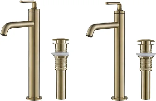 Vista 14 de KRAUS Ramus KBF-1221BG-2PK - Grifo de lavabo de baño de una sola manija con drenaje de varilla de elevación en oro cepillado