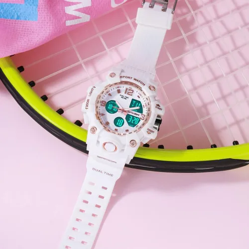 Vista 4 de WISHFAN Reloj deportivo digital para mujer, reloj de pulsera impermeable de doble pantalla con alarma y cronómetro, Digital