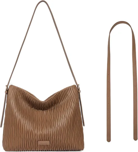 Vista 8 de Telena Bolsos Hobo de cuero para mujer, bolsos cruzados grandes para mujer, a la moda, con correa ajustable
