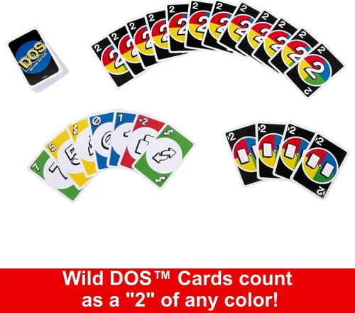 Vista 4 de Mattel Games DOS Juego de cartas de segunda edición para niños y familias, baraja accesible para daltónicos para grupos y fiestas
