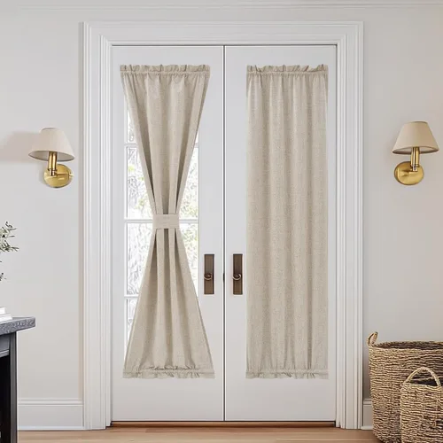 Vista 89 de NICETOWN Cortinas de Lino para Puerta Lateral - Cortinas Opacas con Aislamiento Térmico para Puerta Delantera Francesa para Sombra Pequeña
