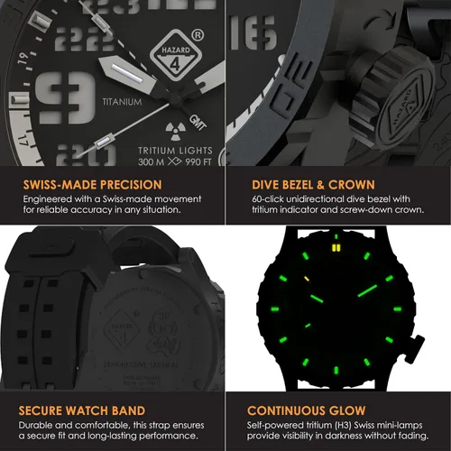 Vista 50 de HAZARD 4 Heavy Water Diver™ : Titanium Tritium Dive-Watch