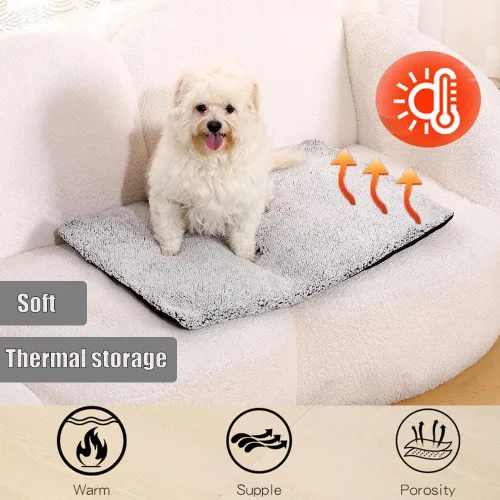 Vista 6 de AIO Cama térmica para gatos, cama autocalentable para mascotas, almohadilla térmica avanzada extra cálida para mascotas al aire libre con funda