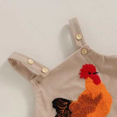 Vista 3 de Tsnbre Traje de verano para recién nacido, mameluco de pana, pollo, 0, 3, 6, 9, 12 meses