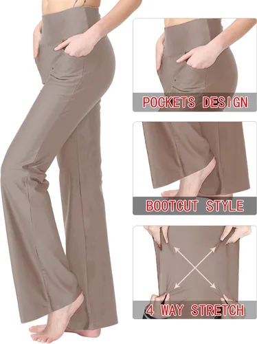 Vista 6 de Pantalones de yoga para mujer con bolsillos, cintura alta, pantalones de entrenamiento de yoga para mujer