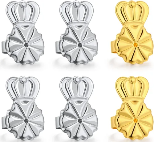 Vista 7 de Catinee 6 piezas de aretes para orejas caídas, ajustables, hipoalergénicos, seguros para aretes pesados (dorado)