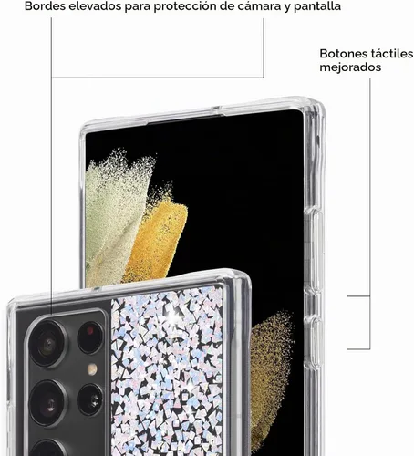 Vista 4 de Case-Mate - Twinkle - Funda para Samsung Galaxy S22 Ultra - Elementos de lámina reflectante - Protección contra caídas de 10 pies - 6.8 pulgadas