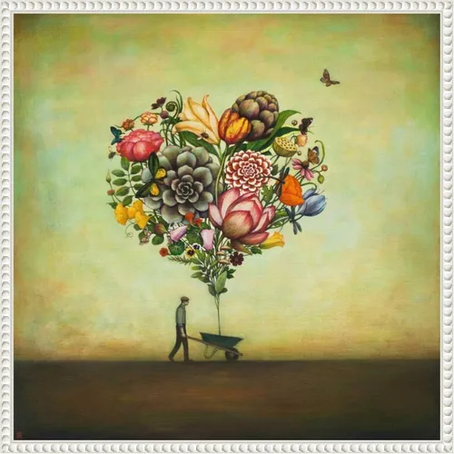 Vista 18 de Amanti Art Lienzo enmarcado para pared, diseño botánico de corazón grande de 16 x 16 pulgadas, por Duy Huynh, lienzo enmarcado para pared, obras