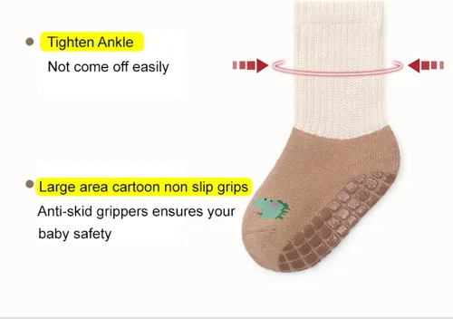 Vista 5 de Calcetines antideslizantes para bebé, calcetines cálidos y gruesos antideslizantes para niñas, niños y recién nacidos, 6 pares